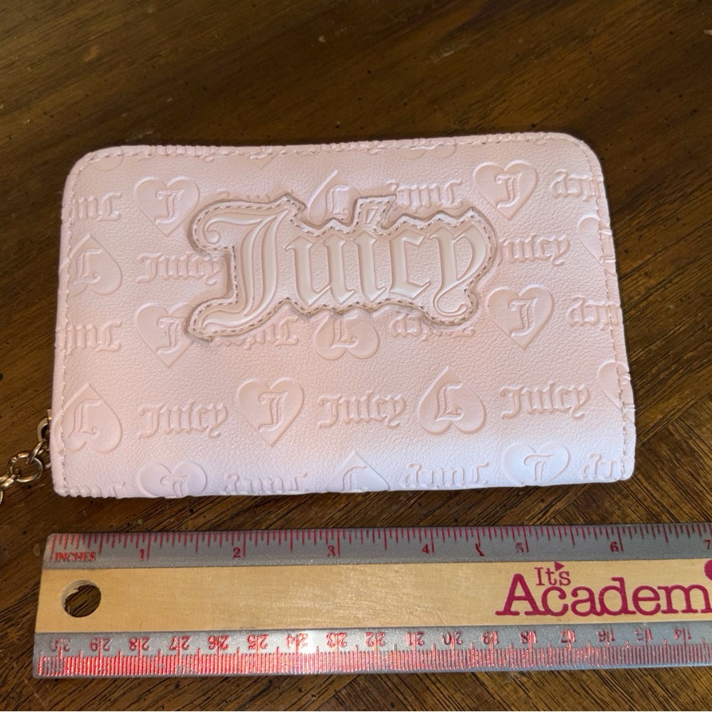 Juicy Couture Light Pink Embossed Zip Around Wallet